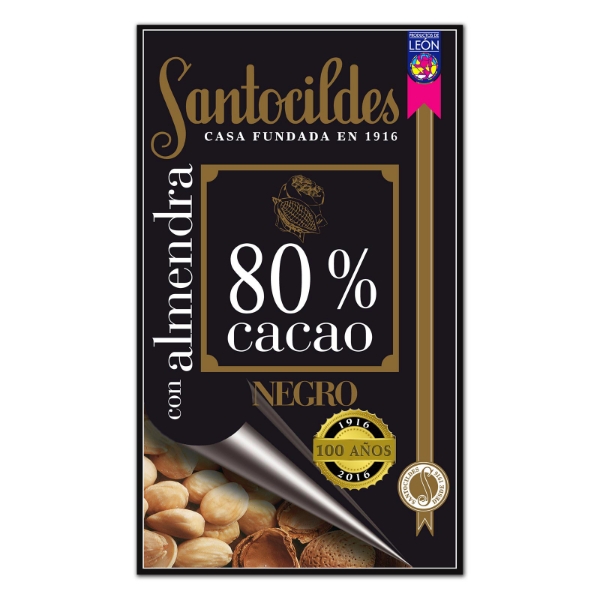Chocolate Negro 80% Cacao con Almendras 200 grs
